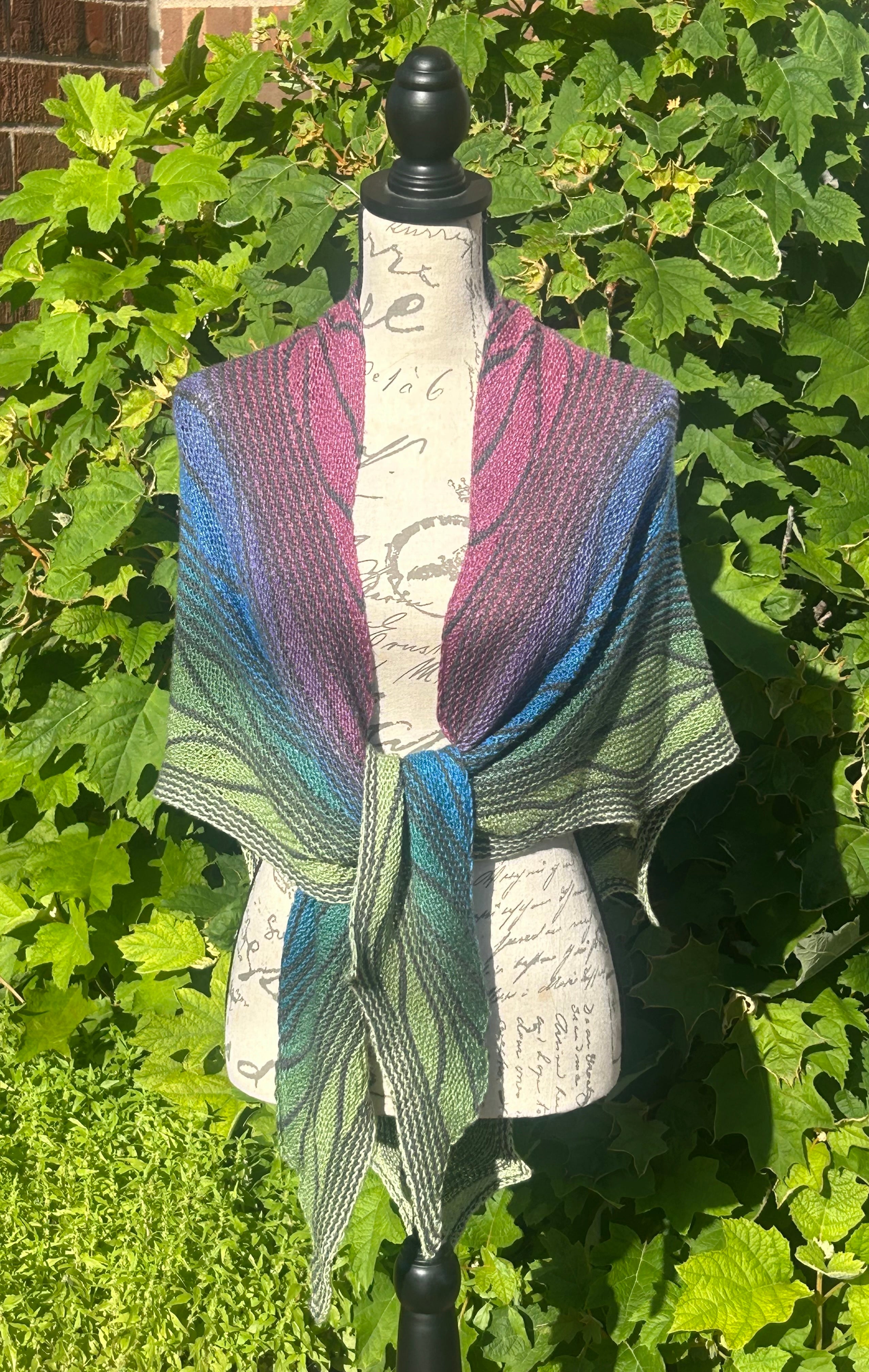 Hand Knit Lace Triangular Shawl