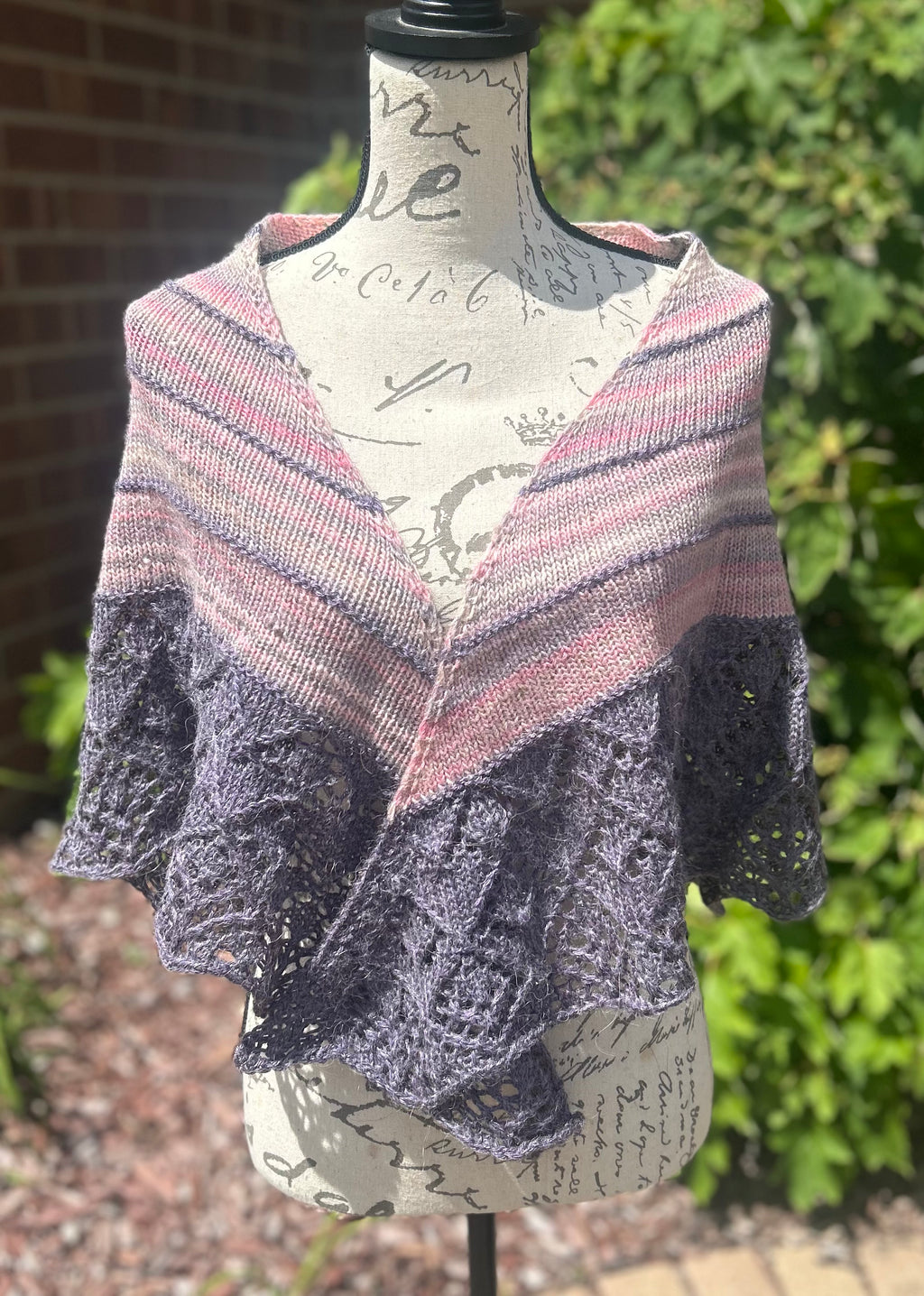Hand Knit Lace Triangular Shawl