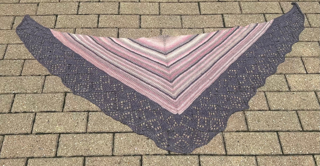 Hand Knit Lace Triangular Shawl