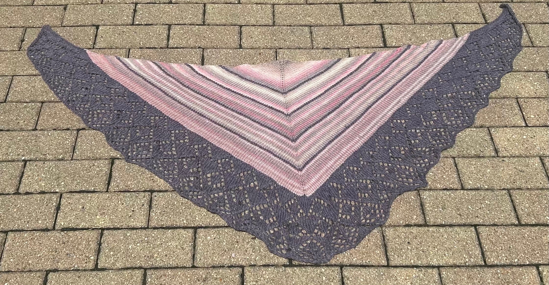 Hand Knit Lace Triangular Shawl