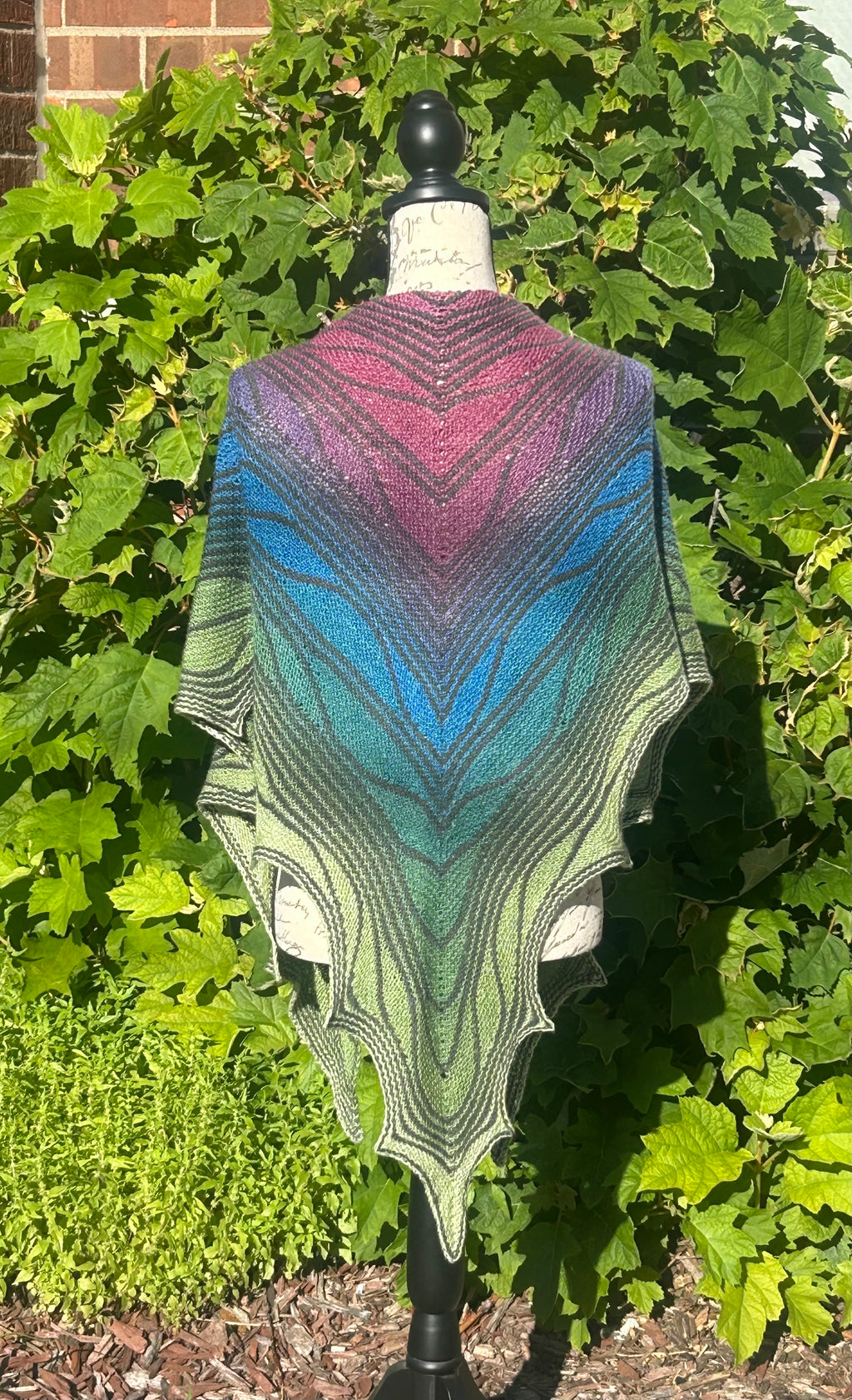 Hand Knit Lace Triangular Shawl