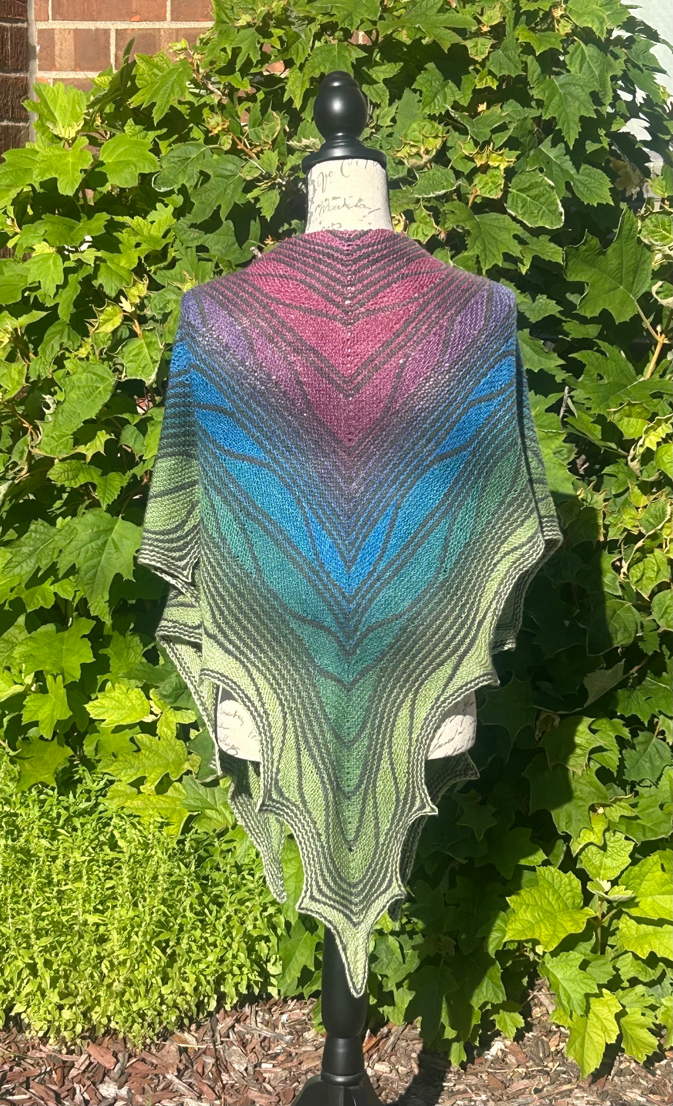 Hand Knit Lace Triangular Shawl