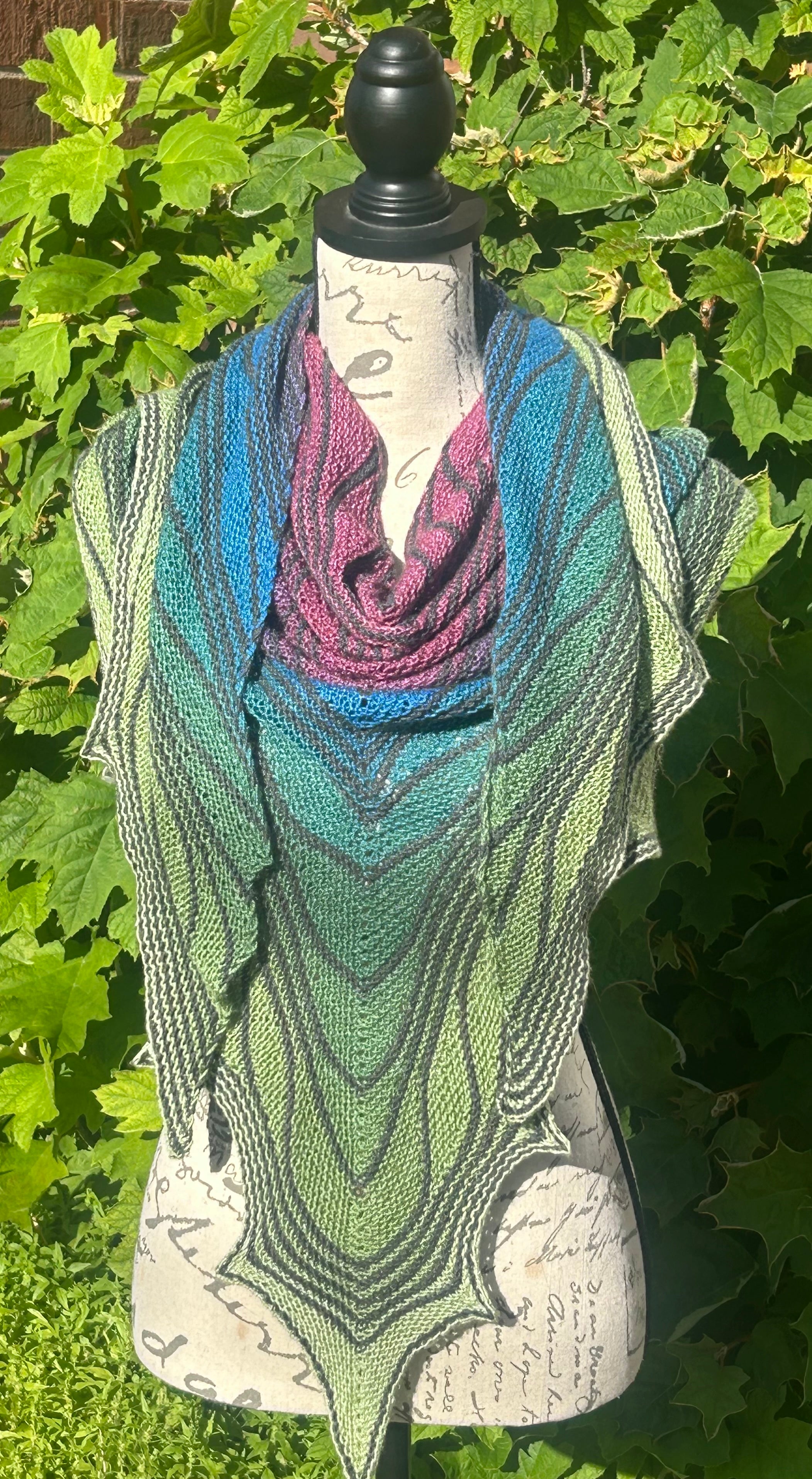 Hand Knit Lace Triangular Shawl