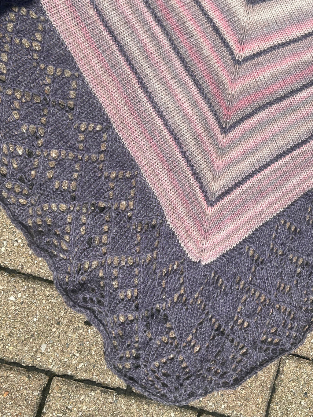 Hand Knit Lace Triangular Shawl