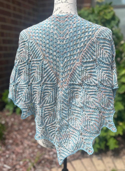 Hand Knit Lace Brioche Mosaic Shawlette