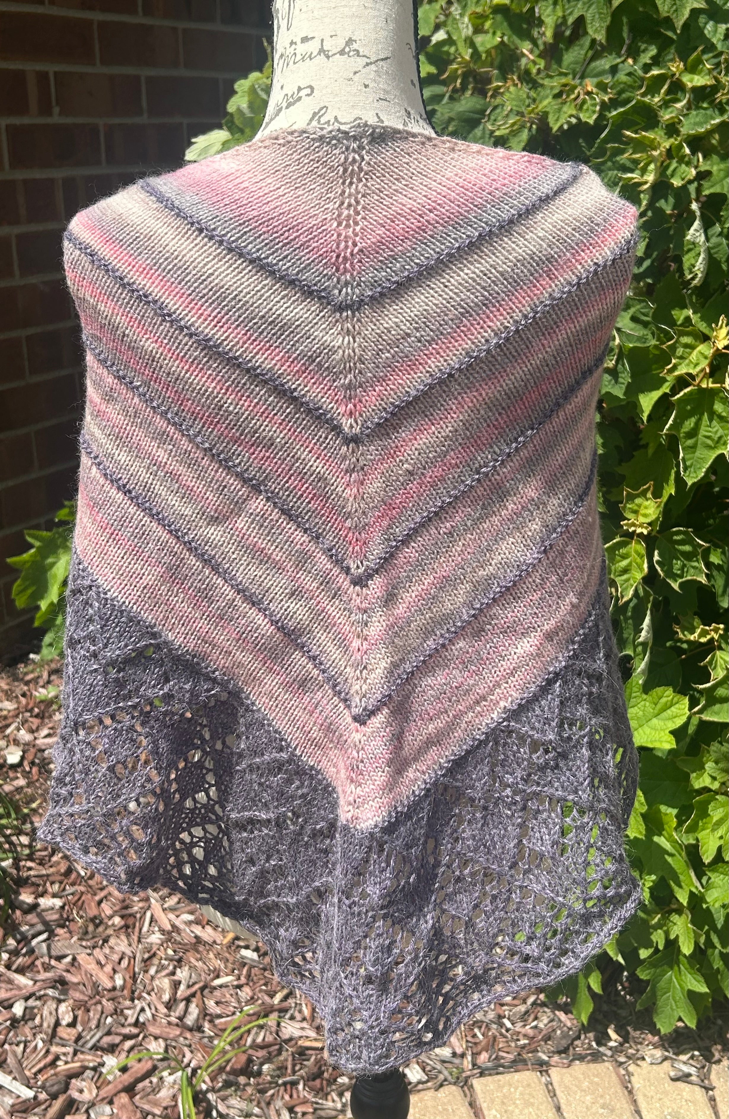 Hand Knit Lace Triangular Shawl