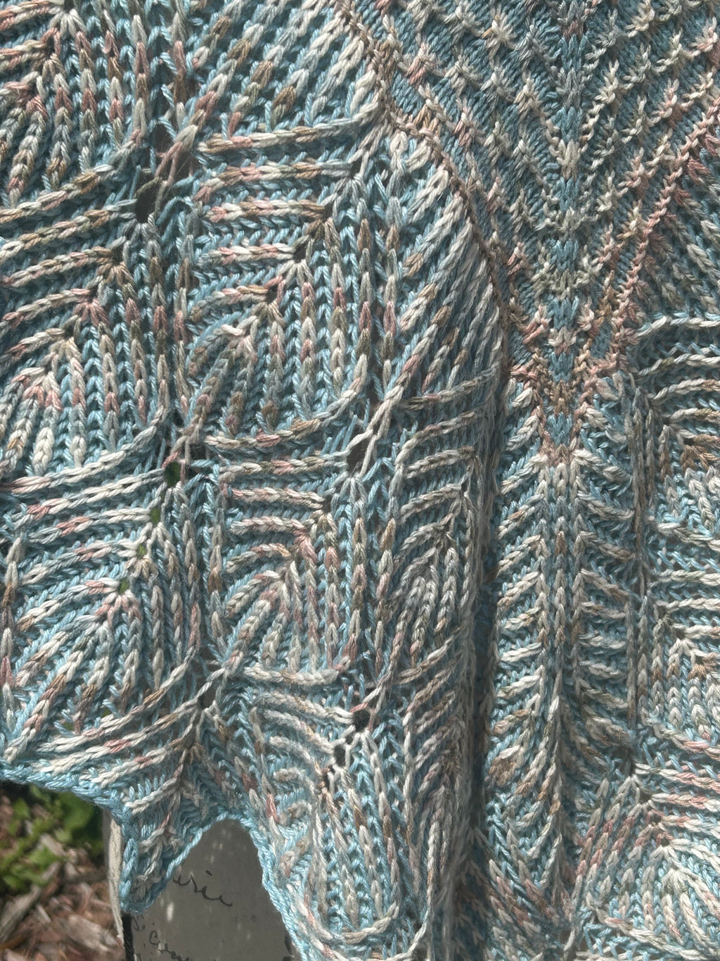 Hand Knit Lace Brioche Mosaic Shawlette